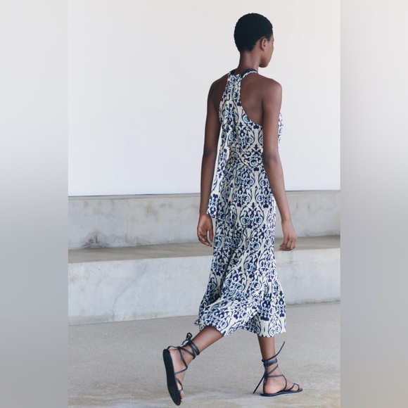 ZARA PRINTED HALTER DRESS ZW COLLECTION - Picture 3 of 10